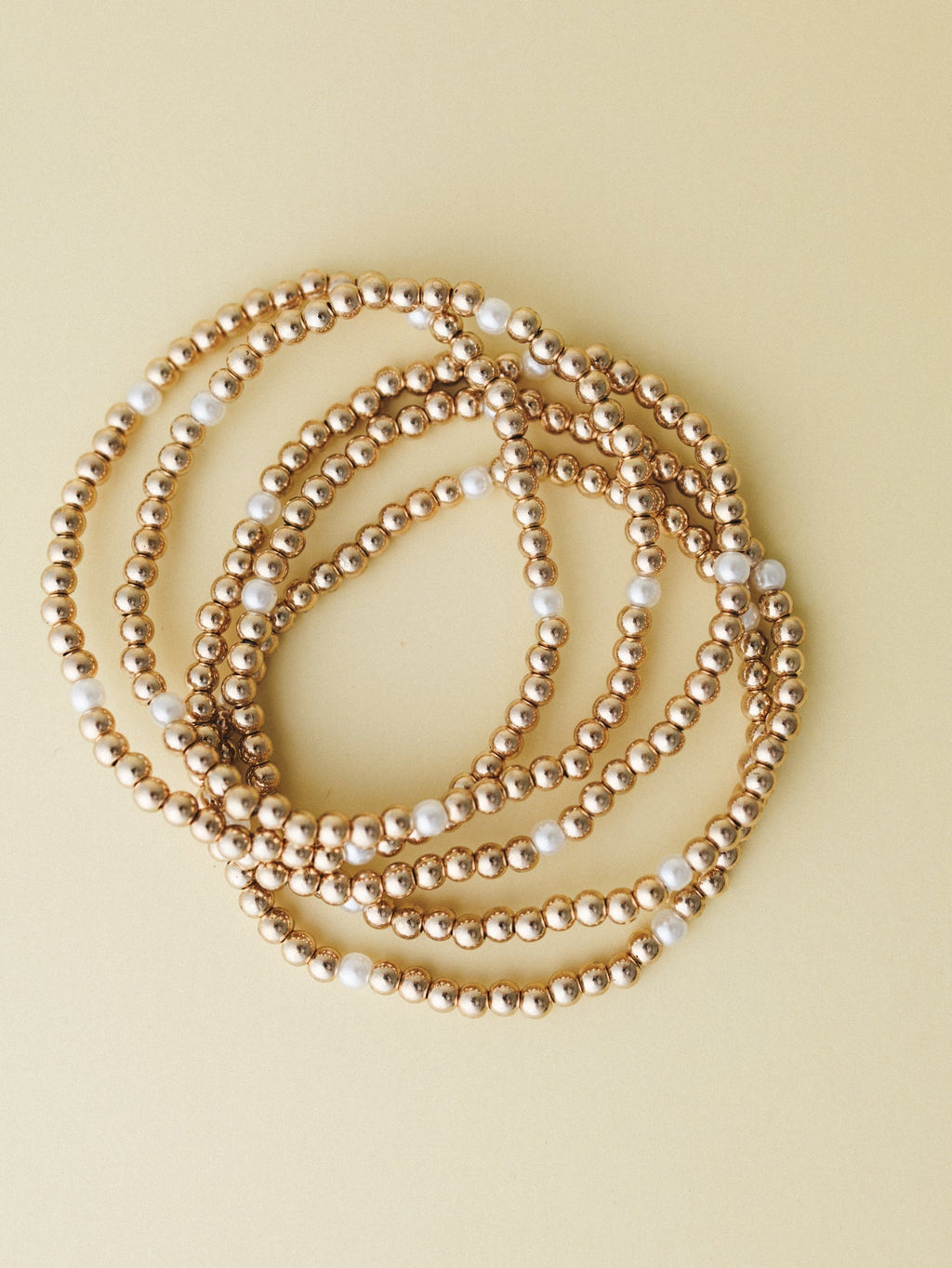 Beaded Bracelet Set - Gold