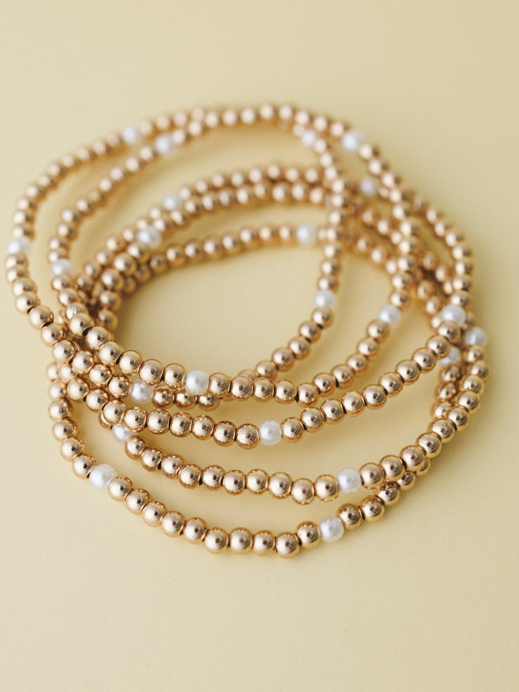 Beaded Bracelet Set - Gold