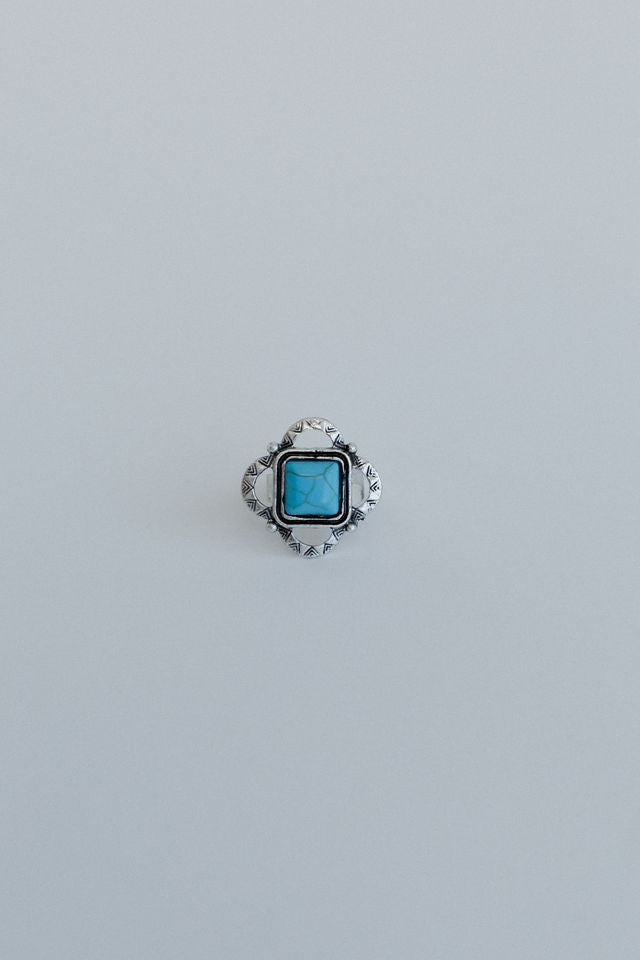Whimsical Square Ring - Turquoise