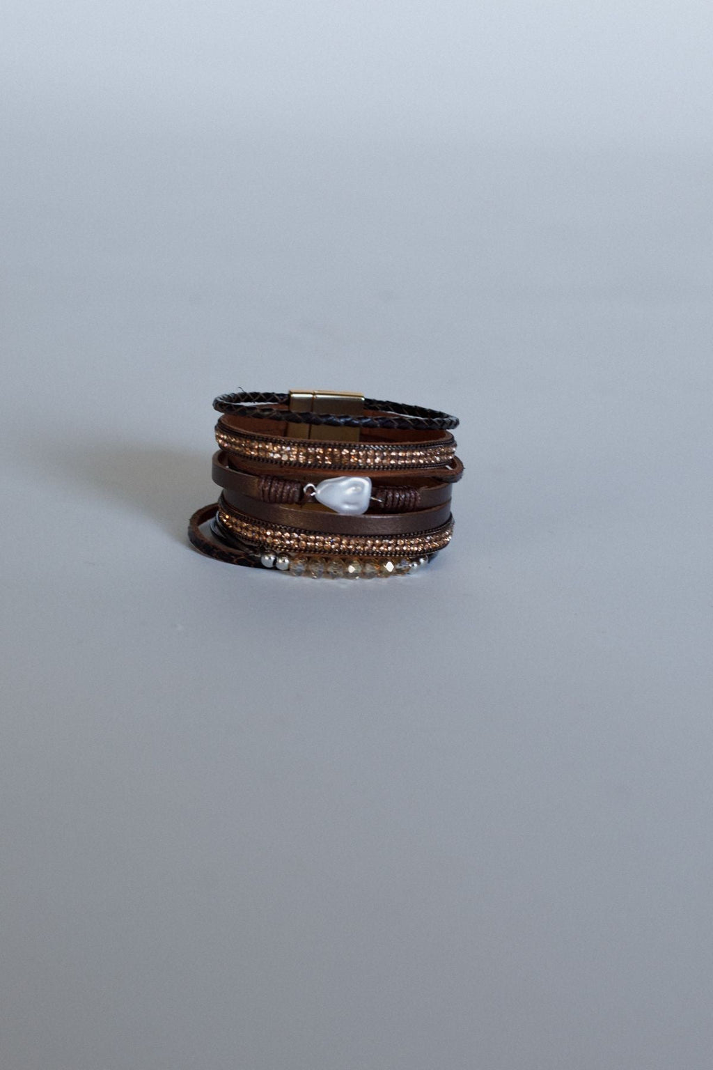 Pearl Ember Multi Strand Bracelet - Brown