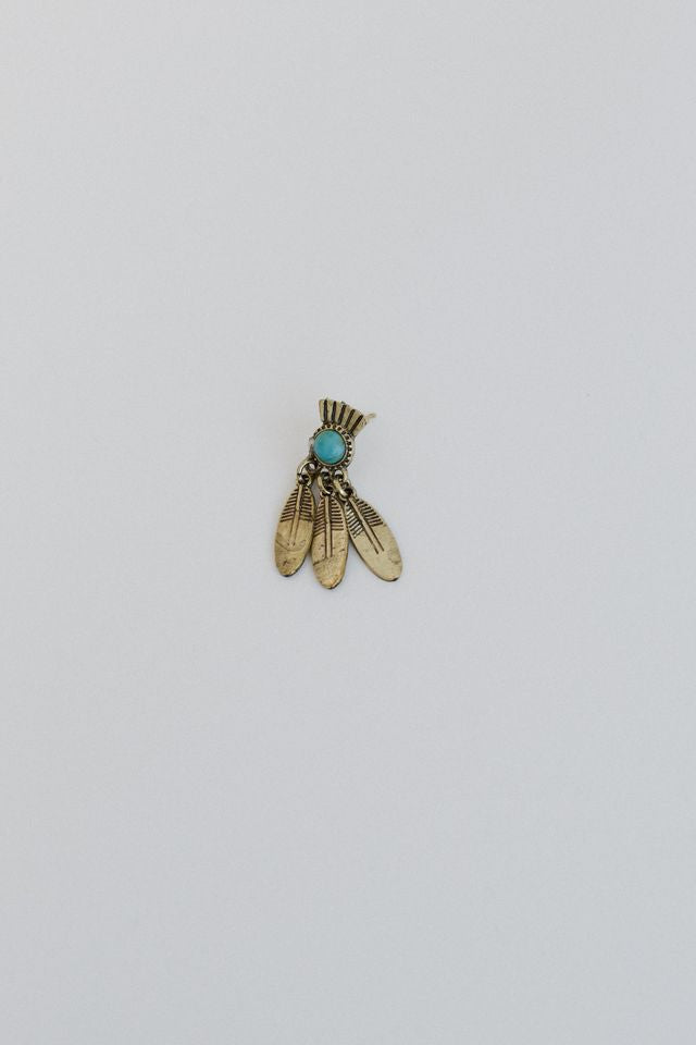 Golden Feather Drop Earrings - Bronze