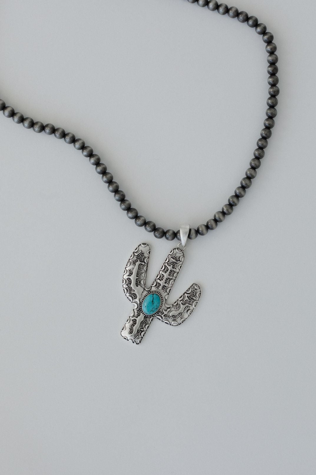 Cactus Gem Necklace - Silver