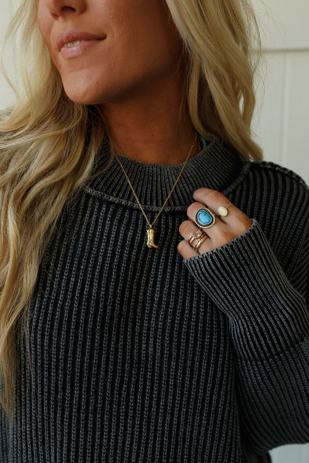 Yee Haw Cowboy Boot Necklace - Gold