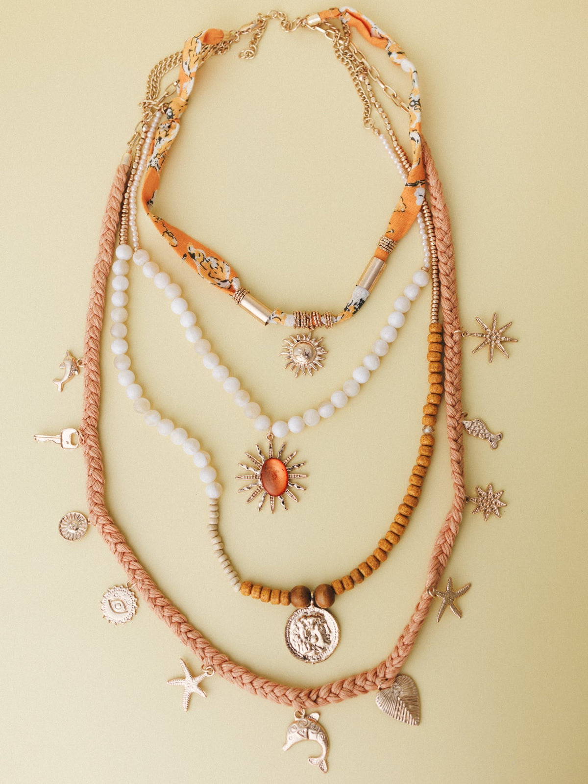 Under the Sun Layered Necklace - Yellow Multi
