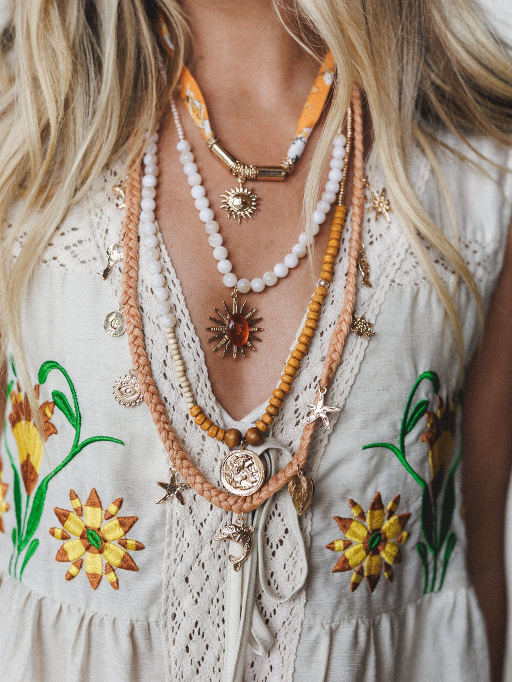 Under the Sun Layered Necklace - Yellow Multi