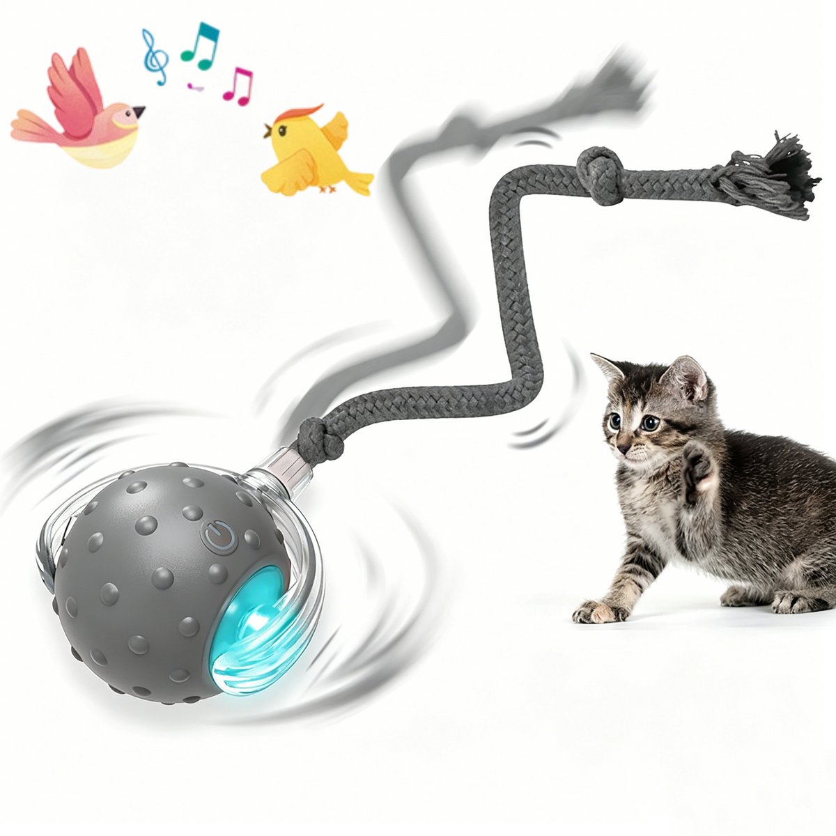Cat Toy Chirp & Chase Motion Activated Cat Ball with LED Lights