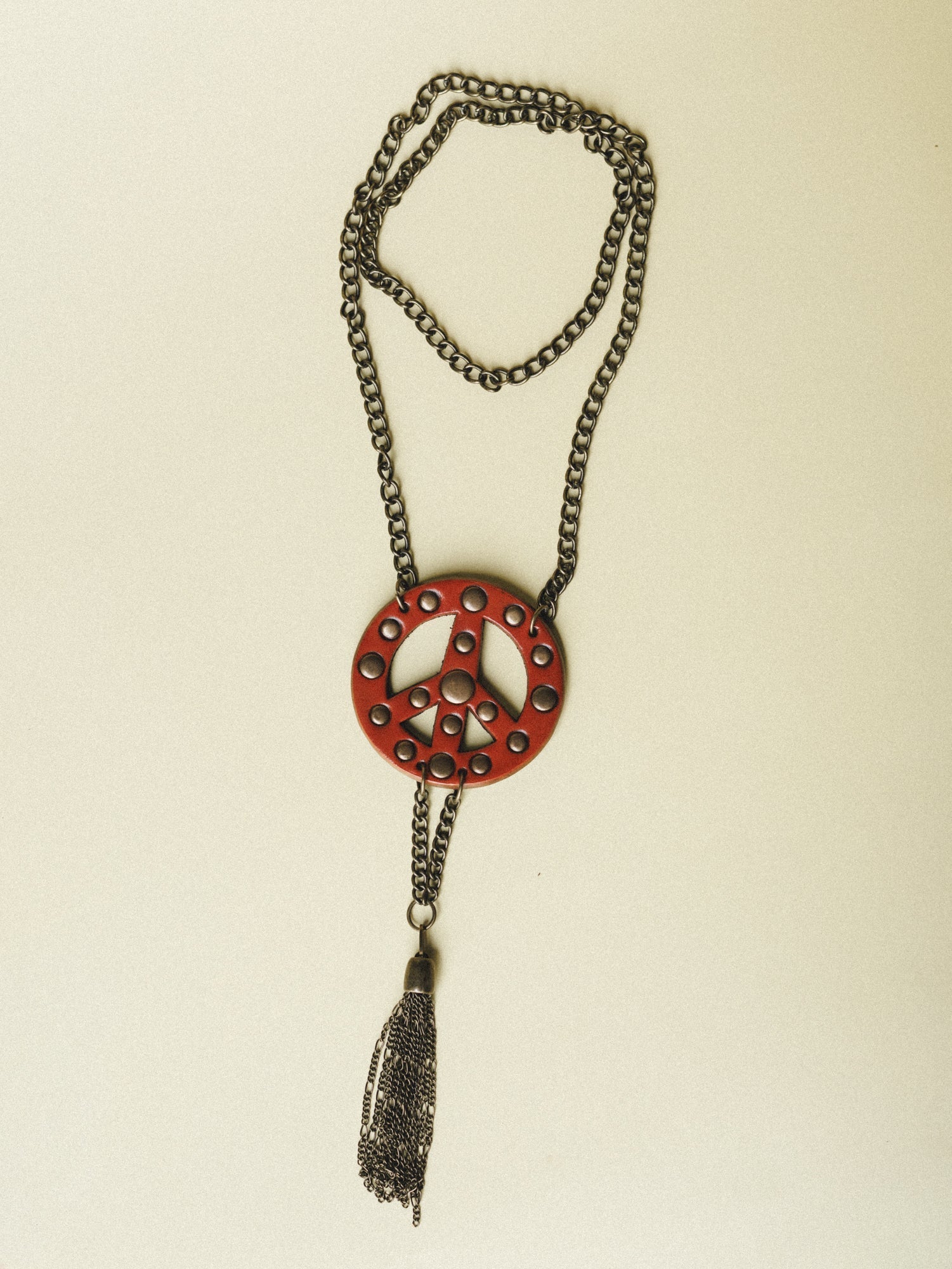 Peace and Love Leather Studded Necklace