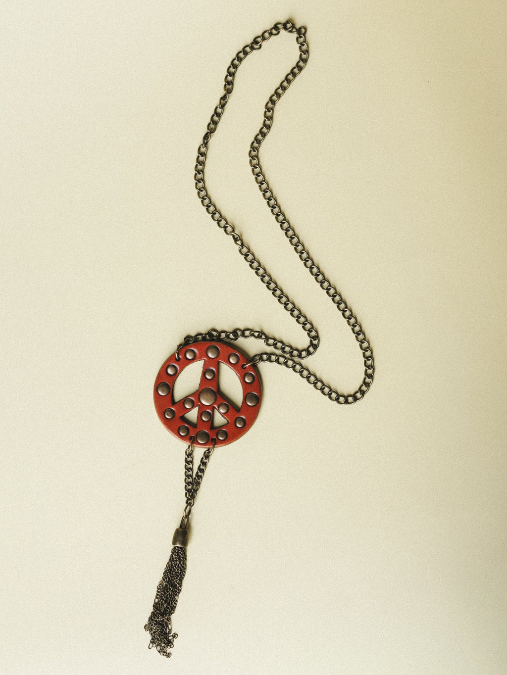Peace and Love Leather Studded Necklace