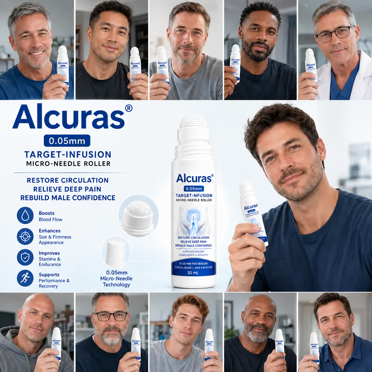 Alcuras™ 0.05mm Target-Infusion Micro-Needle Roller — Restores Tissue Health, Enhances Rigidity & Stamina, Relieves Muscle & Joint Discomfort