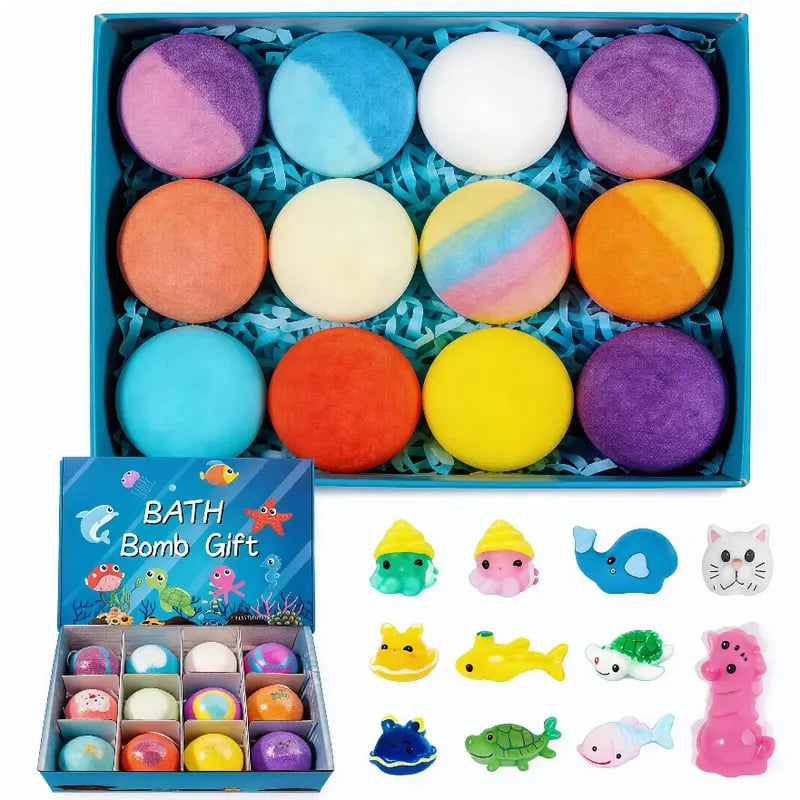 🔥 Natural Bath Bombs for Kids with Mega Bubbles & Surprise Inside🫧12 pcs[1 Box]