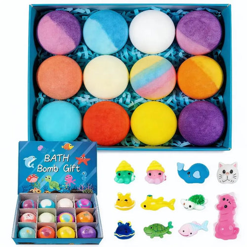 🔥 Natural Bath Bombs for Kids with Mega Bubbles & Surprise Inside🫧12 pcs[1 Box]