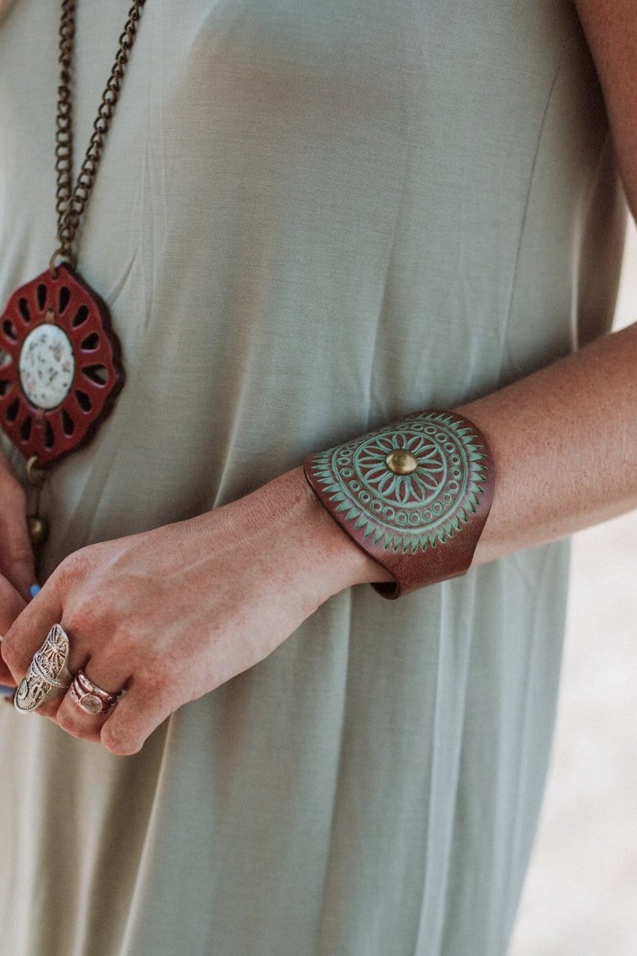 Grecian Leather Cuff Bracelet - Pre Order