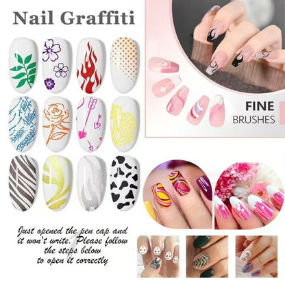 12-color waterproof nail art graffiti pen🖌️