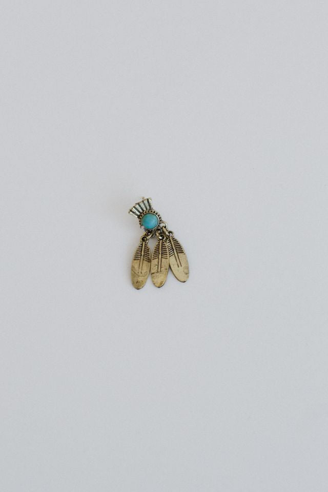Golden Feather Drop Earrings - Bronze