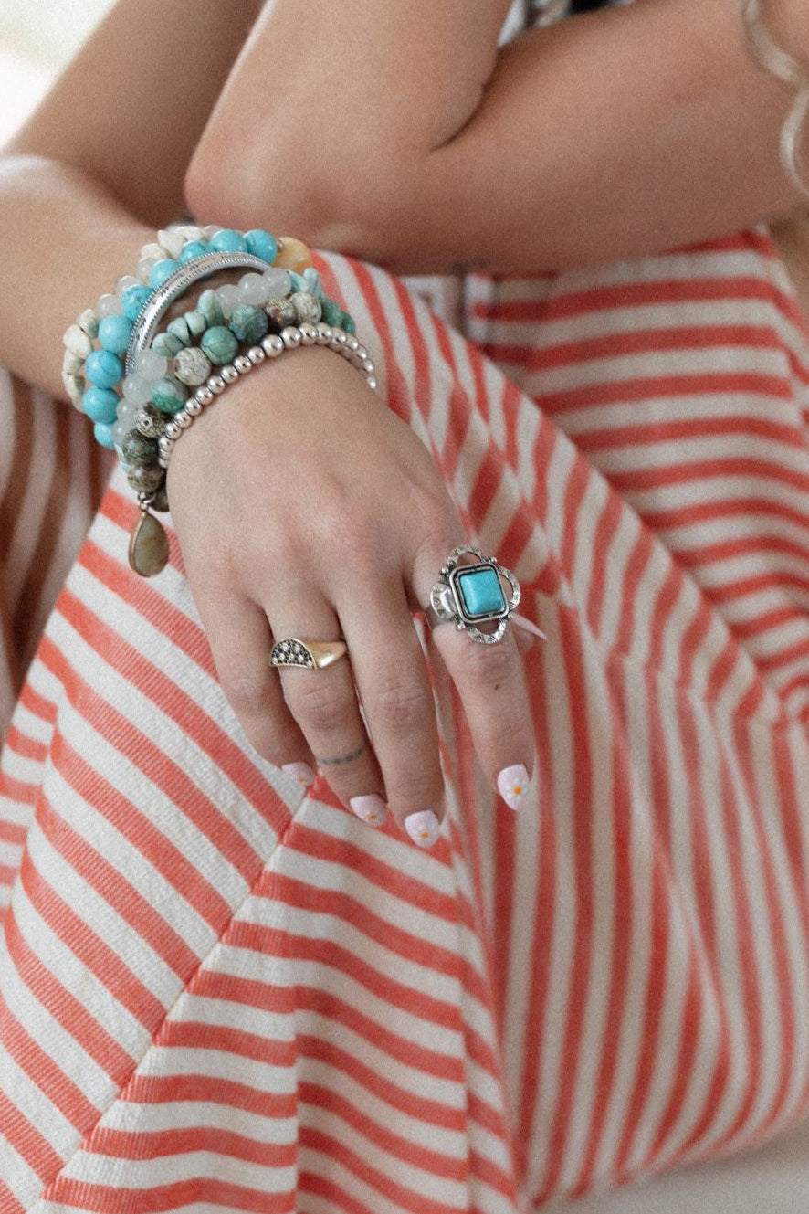 Whimsical Square Ring - Turquoise