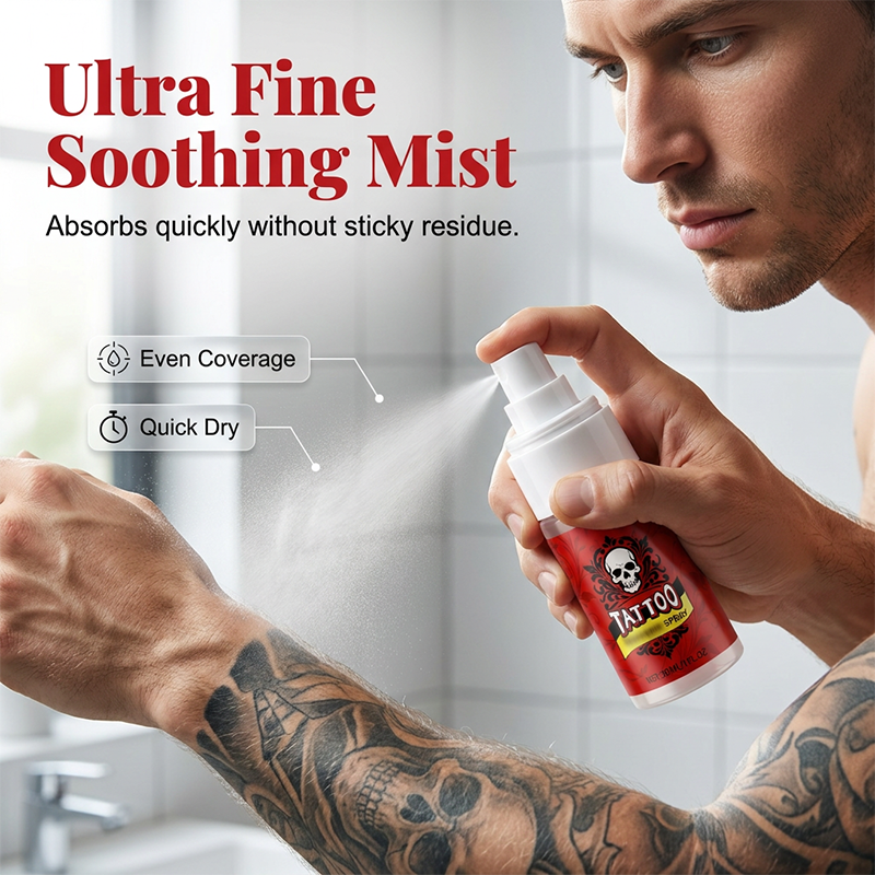 Tattoo aftercare spray – ultra-fine mist, hydrates, revives ink vibrancy. 50% OFF! 🎨