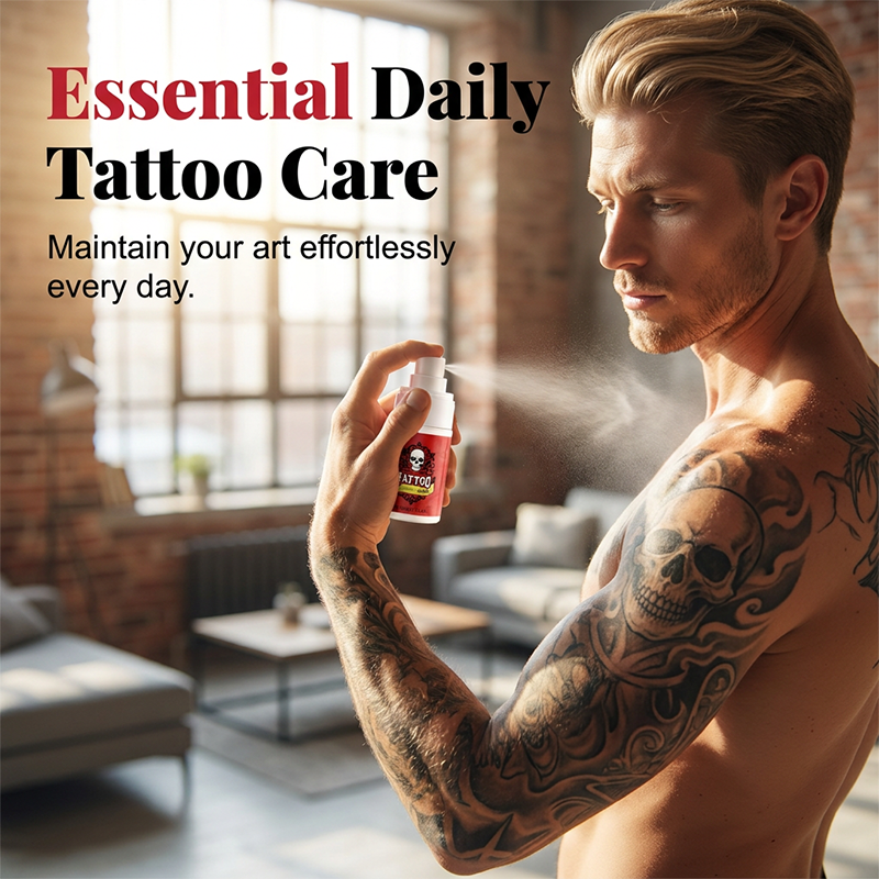 Tattoo aftercare spray – ultra-fine mist, hydrates, revives ink vibrancy. 50% OFF! 🎨