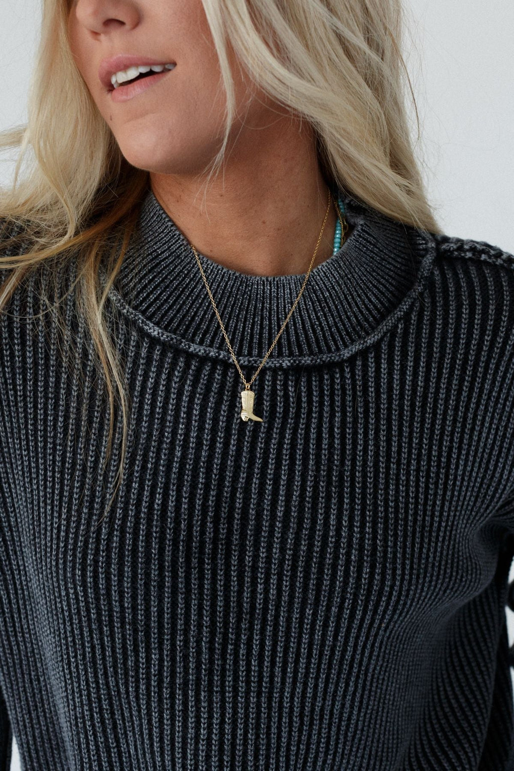 Yee Haw Cowboy Boot Necklace - Gold